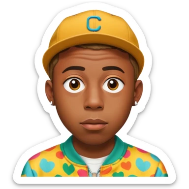 Tyler the Creator rapper with distinctive style and short hair sticker