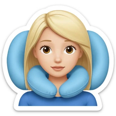 blonde woman using travel pillow  sticker