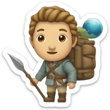 Voyageur qui marche sur une mini planète  sticker