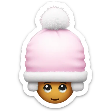 Pink snow cap with a white fuzzy ball at top sticker
