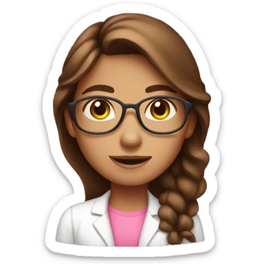 brown-hair girl doing pink chemistry  sticker