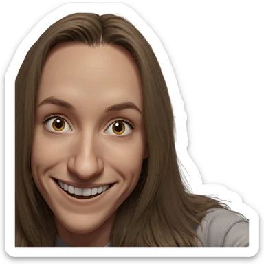 smiling solo portrait with long hair sticker