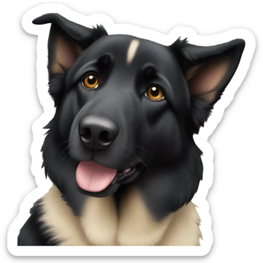 Black German Shepard with one floppy ear  sticker