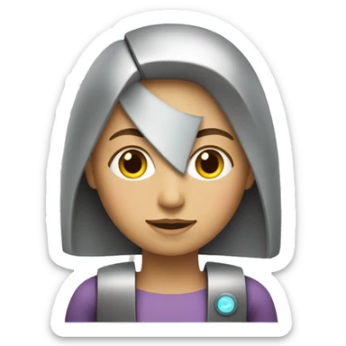 Una mujer androide, mitad mujer y mitad robot. sticker