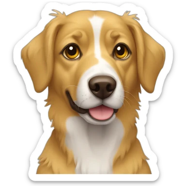 yellow messy fur mixed breed brown eyes dog sticker