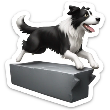 Anvil with border collie jumping over sticker