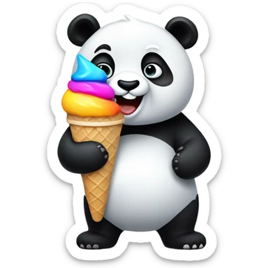 Panda eating ice cream sticker