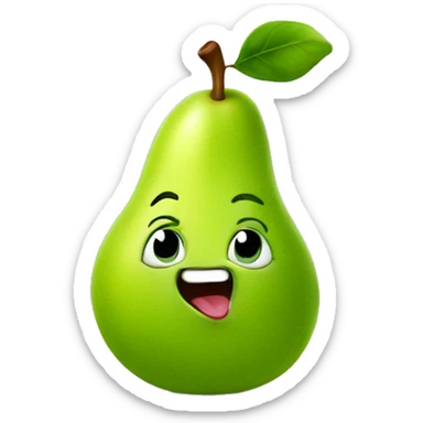 Green Cute pear with tongue sticker