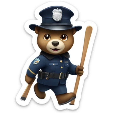 Cute London policeman bear on skis sticker