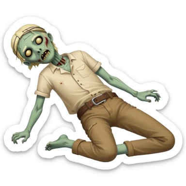 fullbody zombie leper in a prone pose, face down, with simple belt and loose shirt from Jesus times, normal emoji style sticker