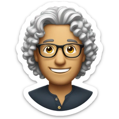 saludating face emoji, emoji use cartier lens glasses and curly hair man sticker