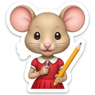 Une souris avec jupe rouge à l'école sticker