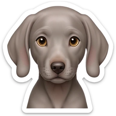 cinematic-noble-weimaraner puppy-portrait-emoji,-poised-and-regal,-with-a-strong,-athletic-build-and-a-lustrous,-well-groomed-grey fur,-deep-set-soulful-brown-eyes,-simplified-yet-sharp-and-sophisticated-features,-highly-detailed, sticker