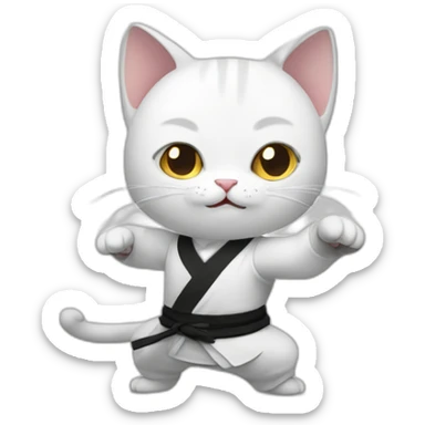 White cat kungfu sticker