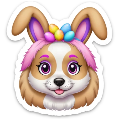 Lisa Frank Easter bunny headband on dog sticker