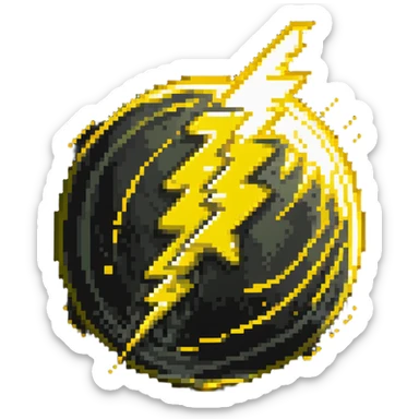 Glowing yellow orb with speed lines, color #eab308 with lighter glow, motion lines, lightning bolt symbol, dynamic energetic appearance, 32x32 pixels sticker