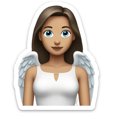 Brunette girl angel with straight hair blue eyes sticker