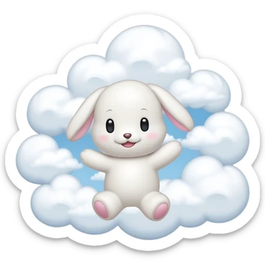 Cinnamon roll from sanrio dancing in the clouds that looks just like him from the cartoon sticker