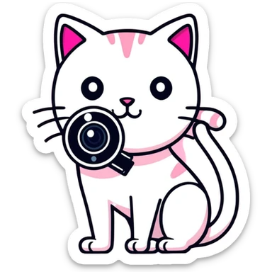 whimsical and fun CCTV camera shaped like a pink cat sticker