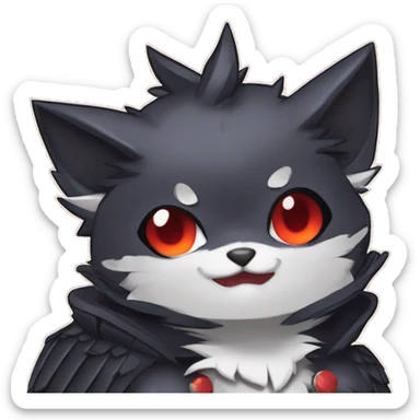 cool edgy black punk red nargacuga-raven-bat-cat-animal hybrid Fakemon collar full body sticker