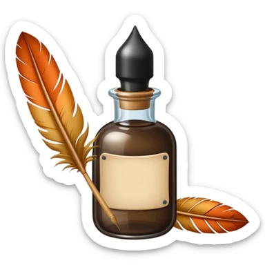 feather quill and ink bottle sticker