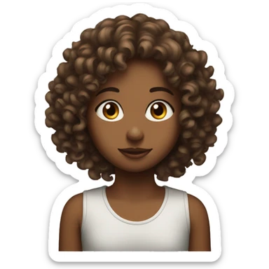 girl curly with brown eyes drinking match sticker
