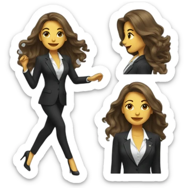 Woman with long hair dressing a suit dancing in high heels sticker