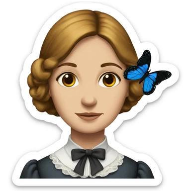 Charlotte Bronte with a butterfly sticker