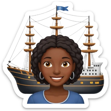 A black women with a ship for a head sticker