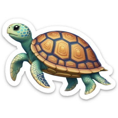 Quasar Turtle emoji – full body, massive cosmic turtle with glowing shell like a galaxy vortex, star patterns, slight side angle sticker