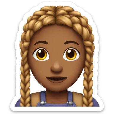 Girl with small knotless braids eating sticker