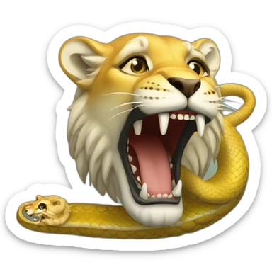 Un serpent qui mange un lion sticker
