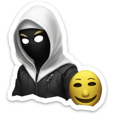 masked cyber punk with pile of money sticker