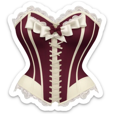 Burgundy ivory corset with lace and bow sticker