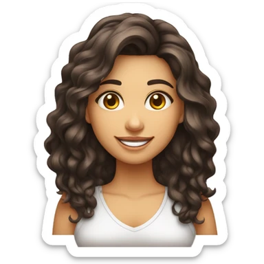 mulher morena um pouco gordinha com olhos grandes cabelo liso curto sorriso largo sticker