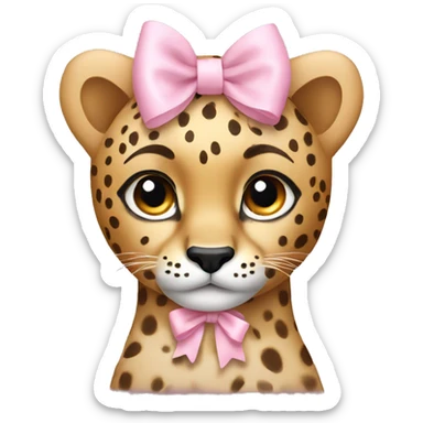 Cheetah with a light pink bow sticker