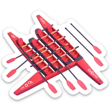 eight-person Olympic rowing boat with professional racing style, eight rowers included, detailed, top-down view sticker