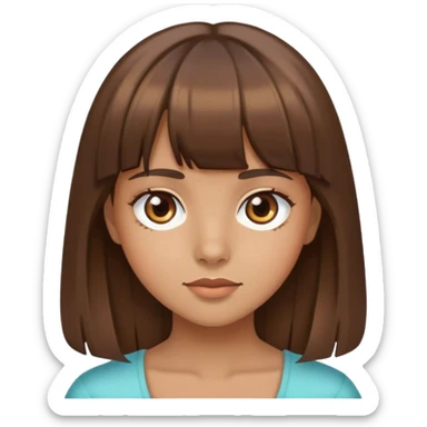 A girl with brown hair with bangs in the front and brown eyes with kinda tan But not skin  sticker