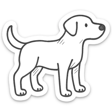 hand-drawn outlined labrador dog with simple lines sticker