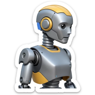 Pregnant male robot emoji. Profile view. Facing left. Square head. sticker