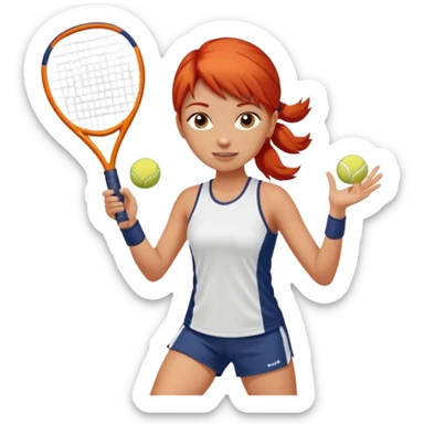 Chica pelirroja bajo el sol jugando padel  sticker