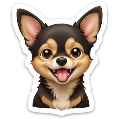 A high-resolution digital illustration of a cute black and tan chihuahua yawning. portrait in a clean, semi-realistic style sticker