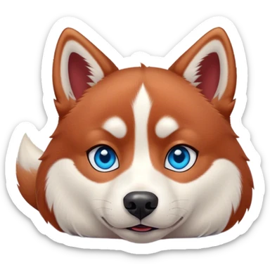 Cute, Disney-style red Siberian husky with blue eyes, laying down sticker