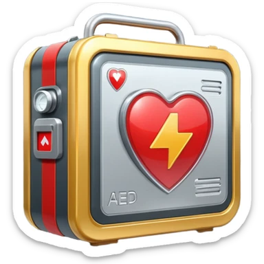 sci-fi AED box, metallic with sparkling highlights sticker