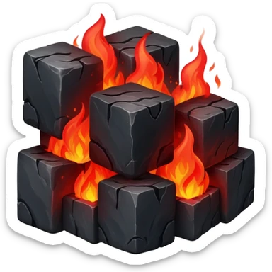 cubes of burning coal sticker