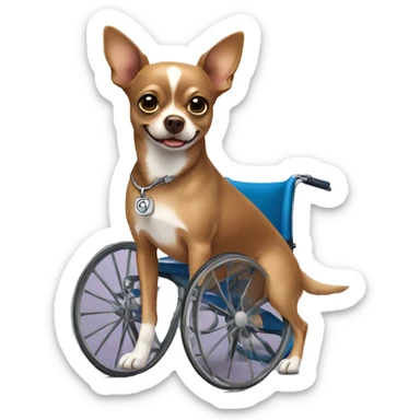 dog in wheelchair all brown dog chihuahua  sticker