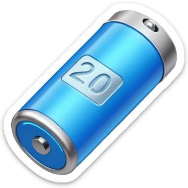 Blue battery with "200%" text on it sticker
