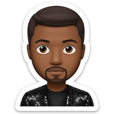 Ray J with dark brown hair, black sequin outfit sticker