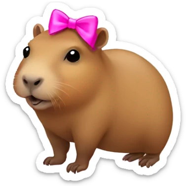 Little capybara with pink bow sticker