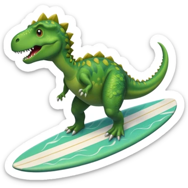 Dinosaur riding a surfboard sticker
